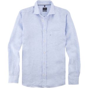 OLYMP Casual Regular Fit Linnen Overhemd lichtblauw/wit, Horizontale strepen
