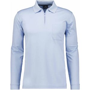 RAGMAN Poloshirt lange mouw blauw, Effen