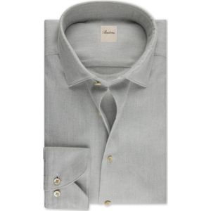 Stenströms Flanellen Overhemd lichtgrijs, Effen