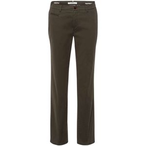 Brax Slim Fit Broek met platte voorkant groen, Effen