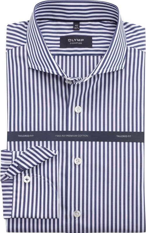 OLYMP - SIGNATURE - Overhemd - Nachtblauw - Tailored Fit