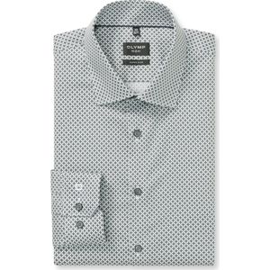 OLYMP No. Six Overhemd grijs-groen, Bedrukt