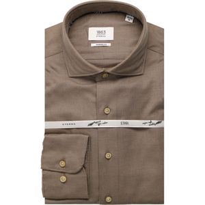 ETERNA - 1863 - Flanellen Overhemd - Beige-bruin - Lange Mouw