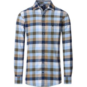 Redmond Casual Flanellen Overhemd blauw/groen, Ruit