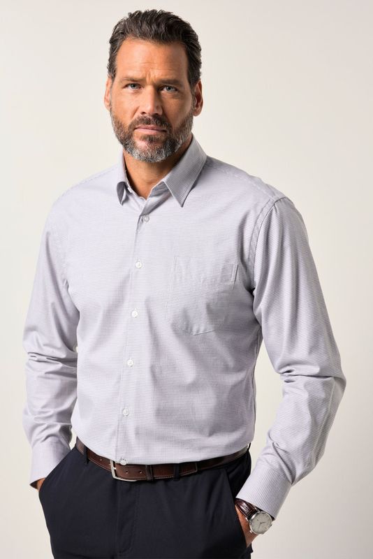 JP1880 Overhemd grijs, Faux-uni