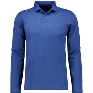 RAGMAN Poloshirt lange mouw blauw, Gestructureerd