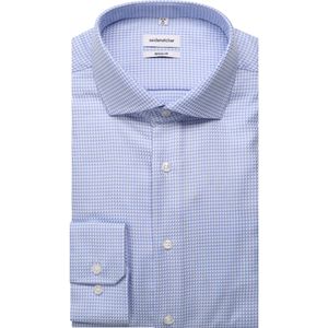 Seidensticker - Businessoverhemd - Blauw - Regular 1/1 Kent Kraag Structuur