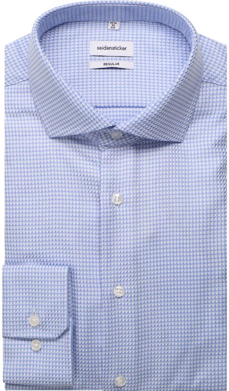 Seidensticker - Businessoverhemd - Blauw - Regular 1/1 Kent Kraag Structuur