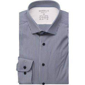 Marvelis Performance Overhemd marine/wit, Gestreept