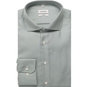 Seidensticker - Businessoverhemd - Lichtgroen - Shaped 1/1 Kentkraag Structuur
