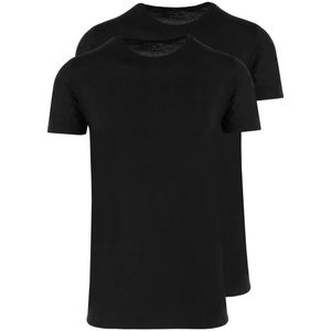 RAGMAN Body Fit T-Shirt ronde hals Dubbel pak zwart, Effen