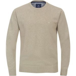 Redmond Casual Regular Fit Trui ronde hals beige, Effen