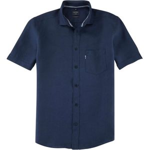 OLYMP Casual Regular Fit Linnen hemd marine, Effen