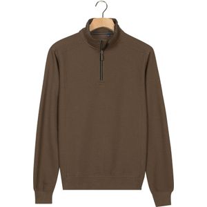 Baileys Half-Zip Sweater bruin, Effen