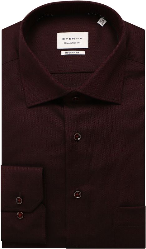 ETERNA - Overhemd - Chianti - Gestructureerd - Lange Mouw - 100% Katoen - Kent Kraag