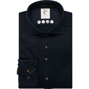 R2 Amsterdam Overhemd donkerblauw, Effen