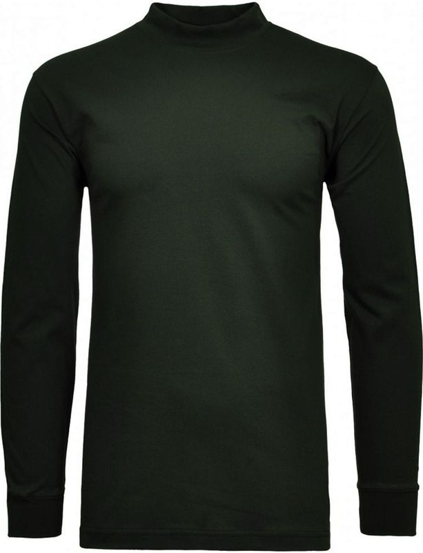 RAGMAN - Shirt - Donkergroen - Katoen - Lange Mouwen - Hoog Gesloten Hals