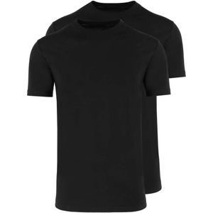 RAGMAN Regular Fit T-Shirt ronde hals Dubbel pak zwart, Effen