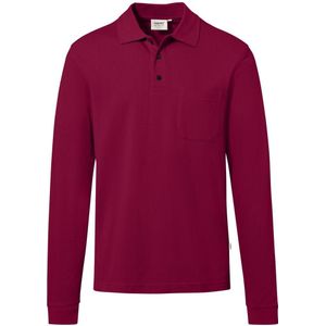 HAKRO Poloshirt lange mouw wijnrood, Effen