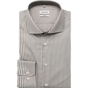 Overhemden - Grijs - Slim Fit - Lange Mouwen - Kentkraag