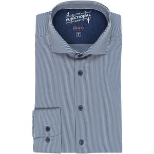 Pure Functional Slim Fit Jersey shirt middenblauw, Gestreept