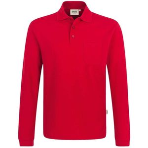 HAKRO 809 Comfort Fit Poloshirt lange mouw rood, Effen