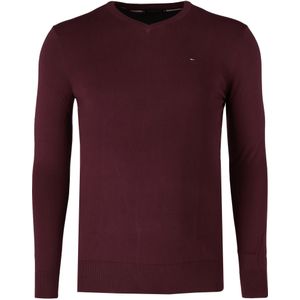 Tommy Hilfiger - Trui - V-hals - Wijnrood - Effen