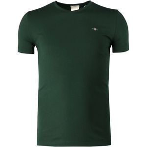 GANT - Shirt - Rookgrijs - Slanke Pasvorm - Kwartmouw - V-hals