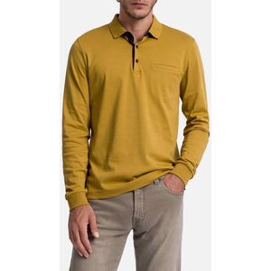 Pierre Cardin Modern Fit Poloshirt lange mouw tabak, Effen