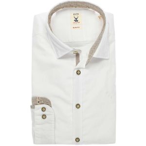 Pure Slim Fit Traditioneel overhemd wit, Effen