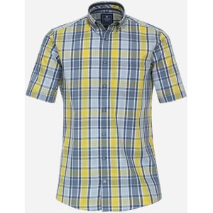 Redmond Casual Regular Fit Overhemd Korte mouw blauw/geel