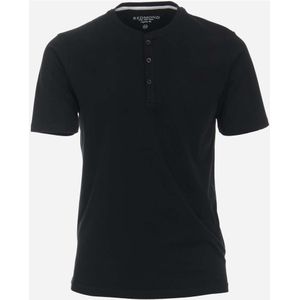 Redmond Casual Regular Fit T-Shirt Henley kraag zwart, Effen