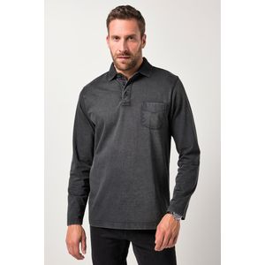 JP1880 Poloshirt lange mouw zwart, Effen