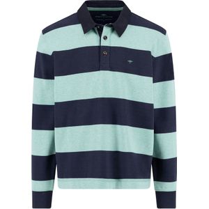 Fynch-Hatton Poloshirt lange mouw groen, Gestreept
