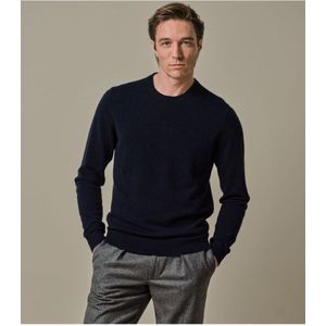 Profuomo Trui ronde halsdonkerblauw, Effen