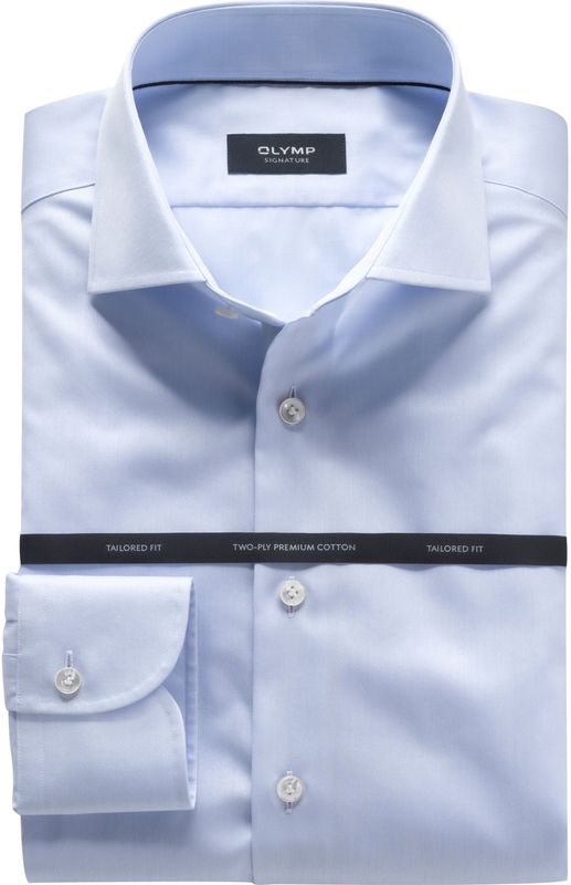 OLYMP - SIGNATURE - Overhemd - Lichtblauw - Tailored Fit - Kent-kraag