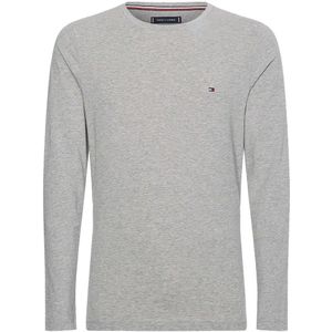 Tommy Hilfiger Slim Fit T-Shirt ronde hals grijs, Effen