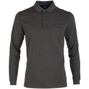 RAGMAN Soft Knit Regular Fit Poloshirt lange mouw leisteen, Effen