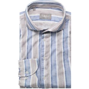 fakts Overhemd blauw/bruin, Gestreept