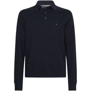 Tommy Hilfiger 1985 Slim Fit Poloshirt lange mouw nachtblauw, Effen