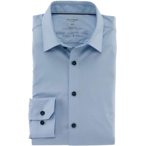 OLYMP No. Six 24/Seven Super Slim Jersey shirt lichtblauw, Effen