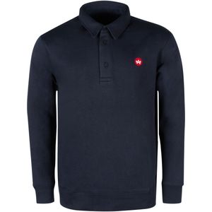 Kronstadt Poloshirt lange mouw donkerblauw, Effen