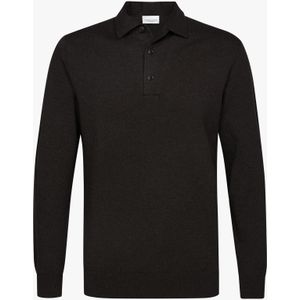 Profuomo - Luxury Poloshirt - Effen - Bruin - Lange Mouw