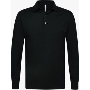 Profuomo Poloshirt lange mouw zwart, Effen