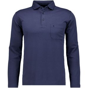 RAGMAN Soft Knit Poloshirt lange mouw marine, Effen