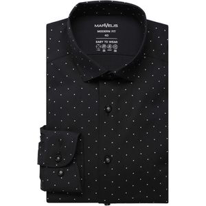 Marvelis Dynamic Flex Modern Fit Overhemd zwart, Stippen