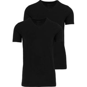 Marvelis Body Fit T-Shirt V-hals Dubbel pak zwart, Effen