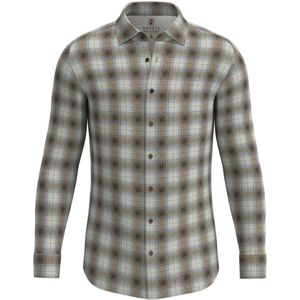 Desoto Slim Fit Jersey shirt bruin/wit, Ruit