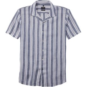 OLYMP - Casual Linnen Overhemd - Marine - Gestreept