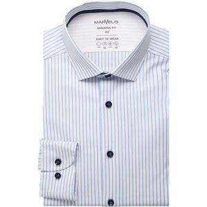 Marvelis Performance Overhemd blauw/wit, Gestreept